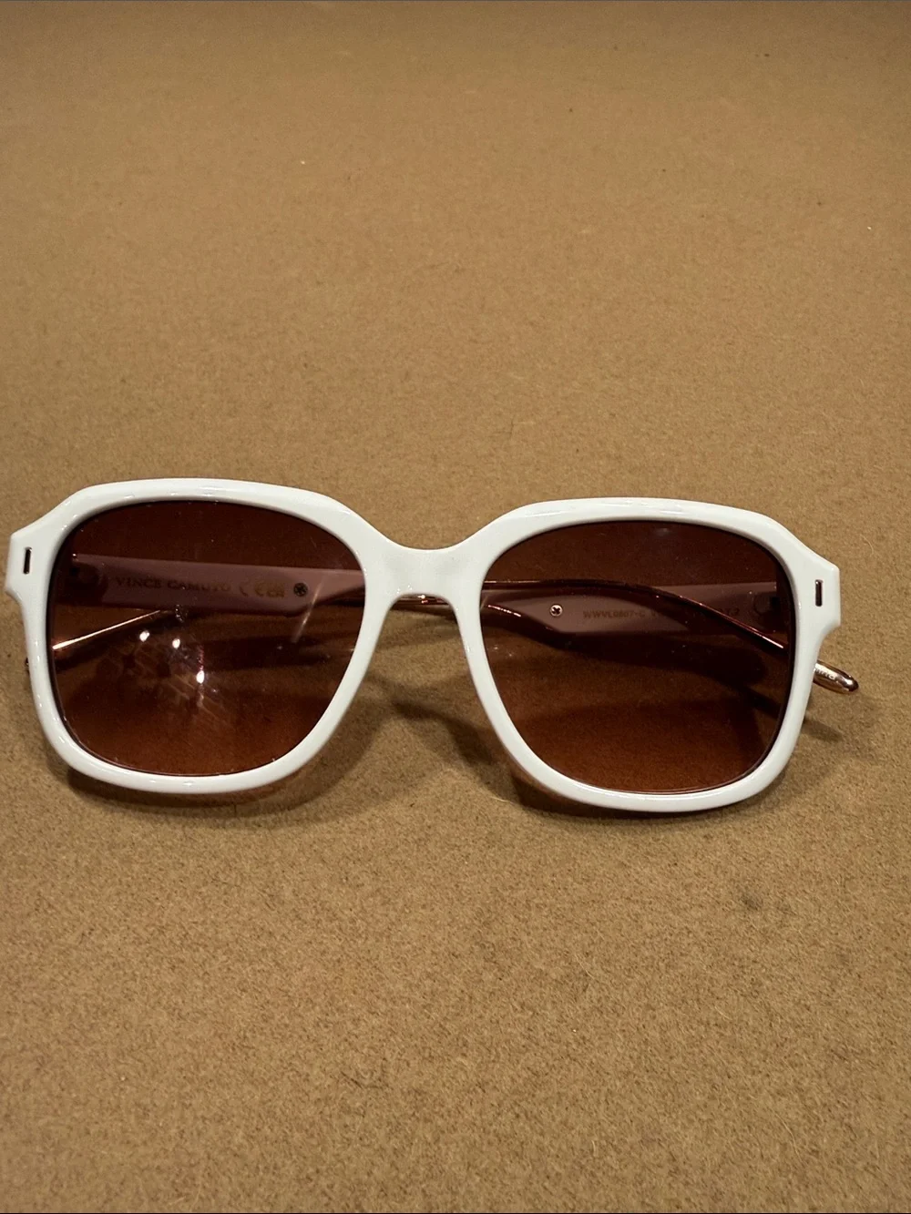 Vince Camuto White Frame Brown Lens Sunglasses